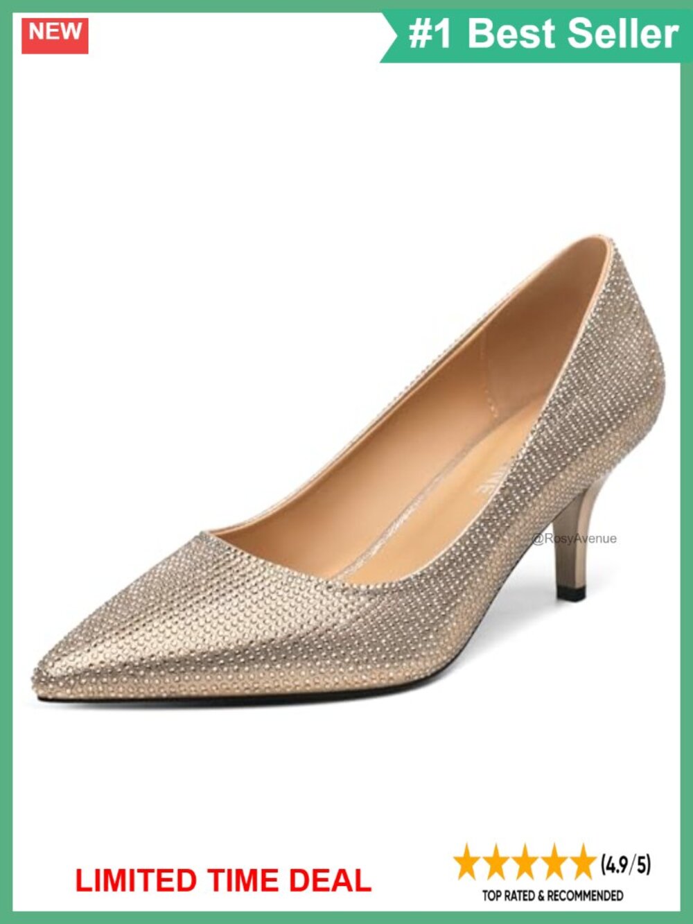 DEMOSHINE Women's Pointed Toe Low Heel Dress Pumps 2.3 Inch